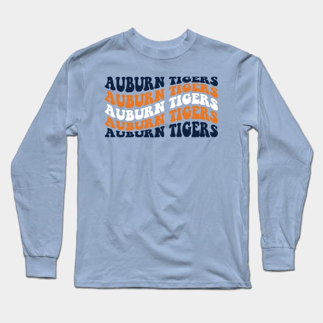 Auburn Tigers Retro Design Long Sleeve T-Shirt by Violet Ray Design